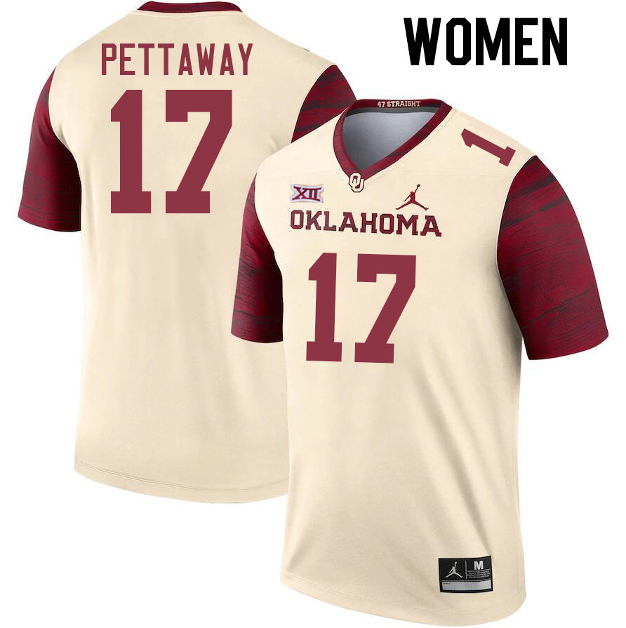 Women #17 Jaquaize Pettaway Oklahoma Sooners College Football Jerseys Stitched Sale-Cream